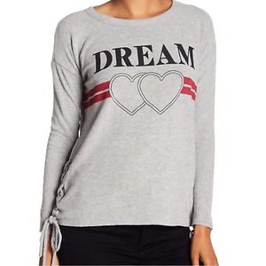 NWT Chaser Dream Side Lace Up Super Soft Gray Pullover Sweater Size Medium
